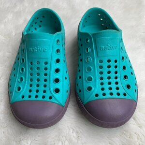 Native Jefferson Toddler Kids Gray Aqua Slip On Rubber Shoes Size 6